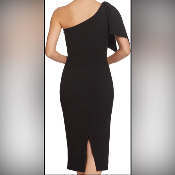 NWT Dress The Population Tiffany One-Shoulder Midi Dress Black Size Medium - Picture 2 of 16